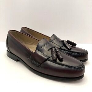 Mens Bass Harrison Tassel Loafers Mens 11 D Burgundy Cordovan Leather EUC
